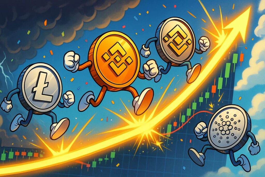 Illustration of altcoins rallying after a Golden Cross signal on the market chart