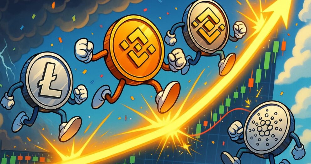 Illustration of altcoins rallying after a Golden Cross signal on the market chart