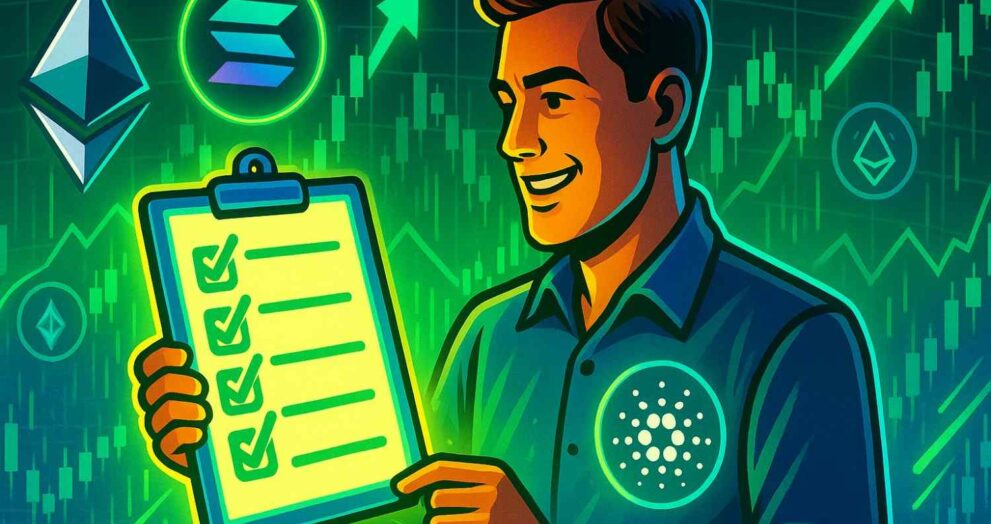 Illustration of altcoin investing checklist during a bull market.