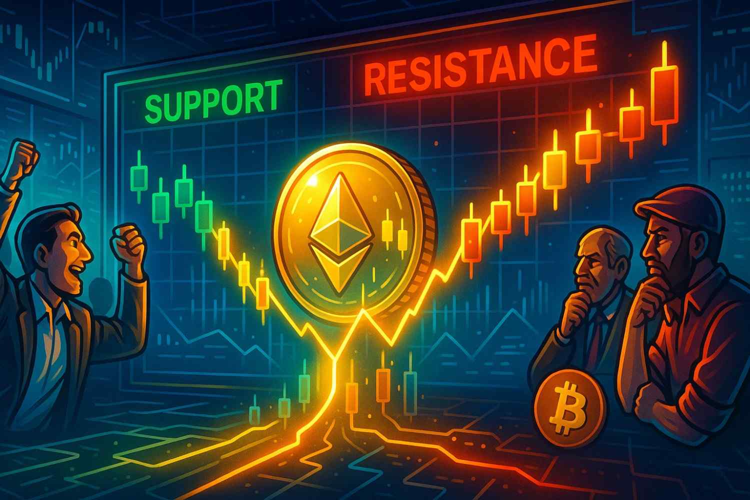 Illustration of support and resistance levels on a trading chart.