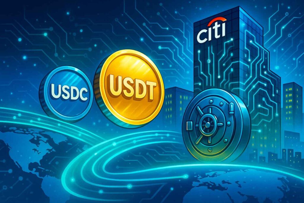 Citigroup explores stablecoin custody and blockchain payment services after U.S. GENIUS Act.