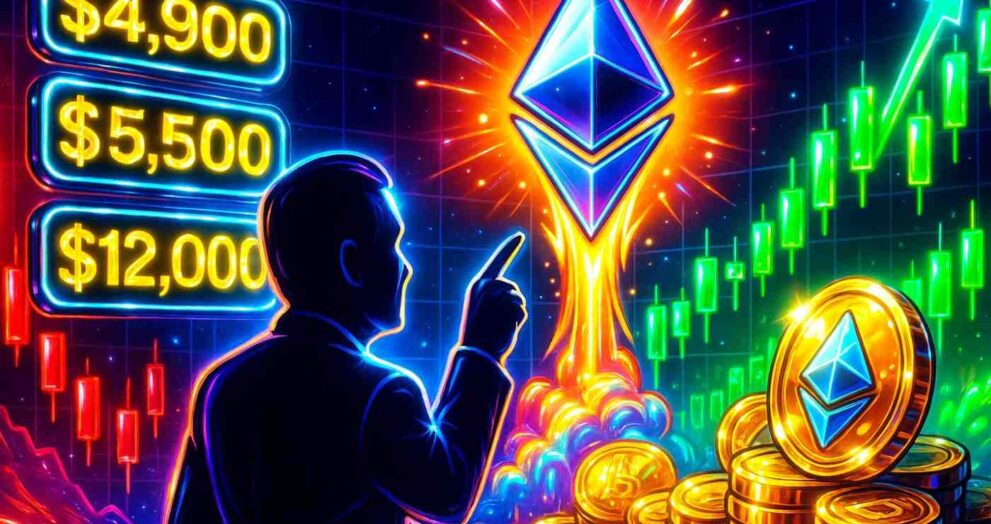 Tom Lee predicts Ethereum could surge to $12,000 by year-end, fueled by Bitmine treasury accumulation.