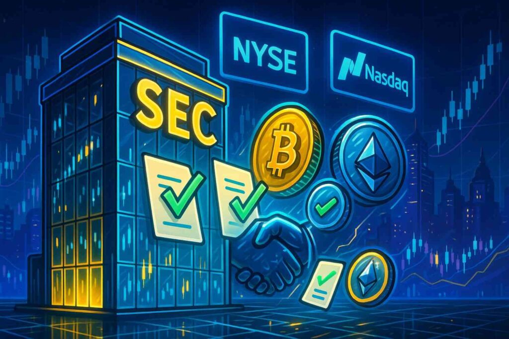 The SEC approved generic listing rules for spot commodity ETFs, allowing faster, rules-based approval of Bitcoin, Ethereum, and altcoin funds.
