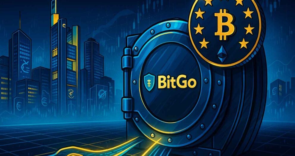 Illustration of BitGo receiving BaFin approval to expand its MiCA license for regulated crypto trading in Europe.