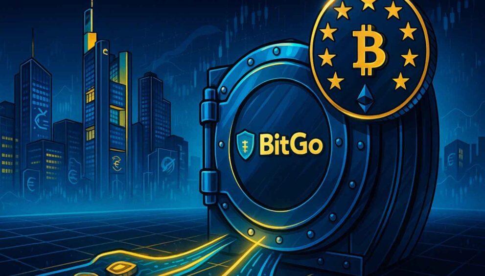Illustration of BitGo receiving BaFin approval to expand its MiCA license for regulated crypto trading in Europe.